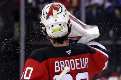 It was a where were you moment in the preseason as Jeremy Brodeur suited up to play goalie for his dad's former club the Devils.